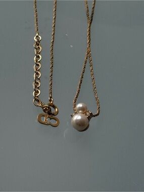 Dior Gold Pearl Pendant Necklace